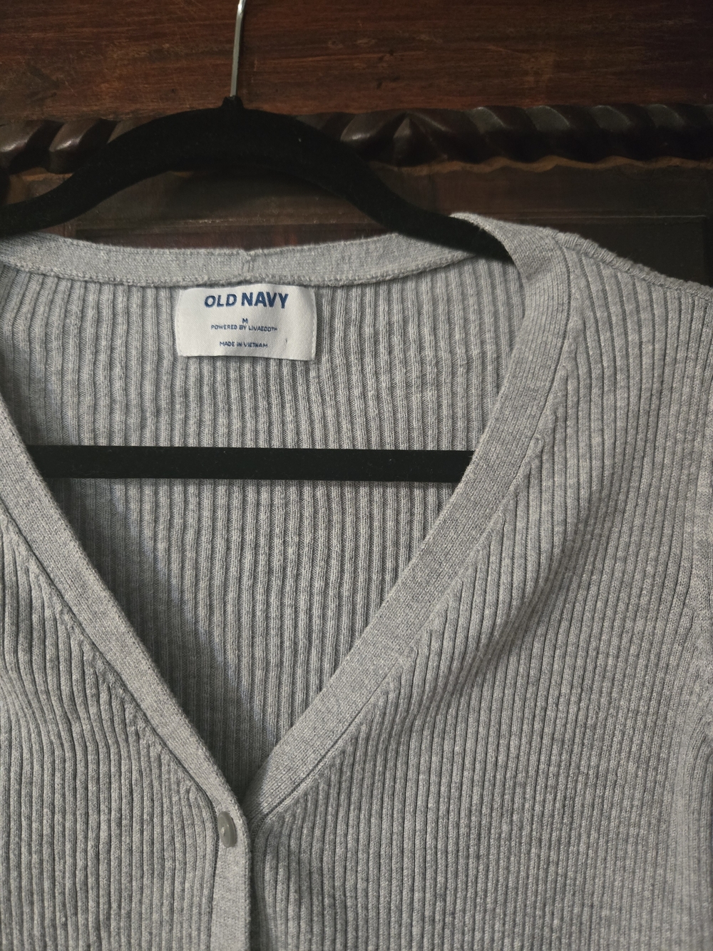 Old Navy Gray Ribbed V-Neck Cardigan